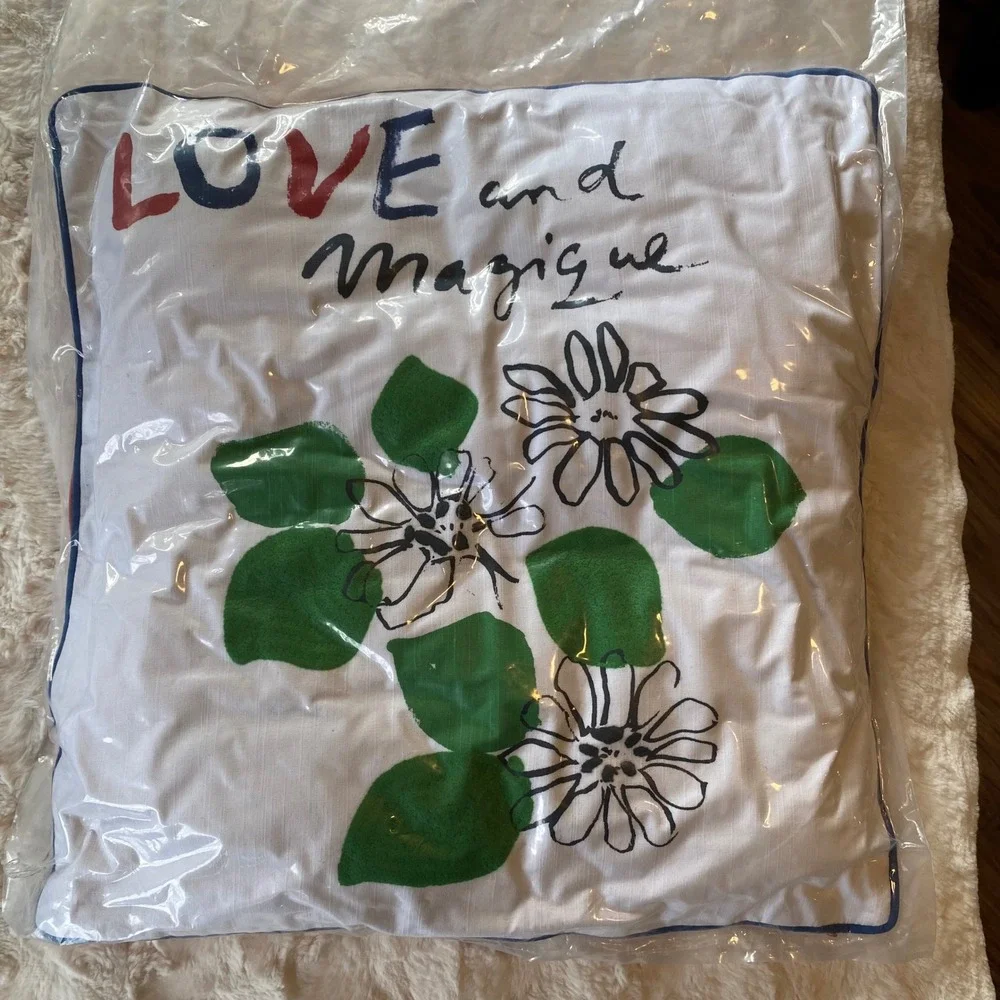 Anthropologie Hotel Magique Pillow Love & Magigue 20x20 Floral Accent Pillow NEW